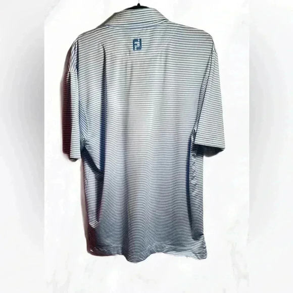 Footjoy blue stripe collar lightweight casual athletic short sleeve golf shirt M - Picture 3 of 6